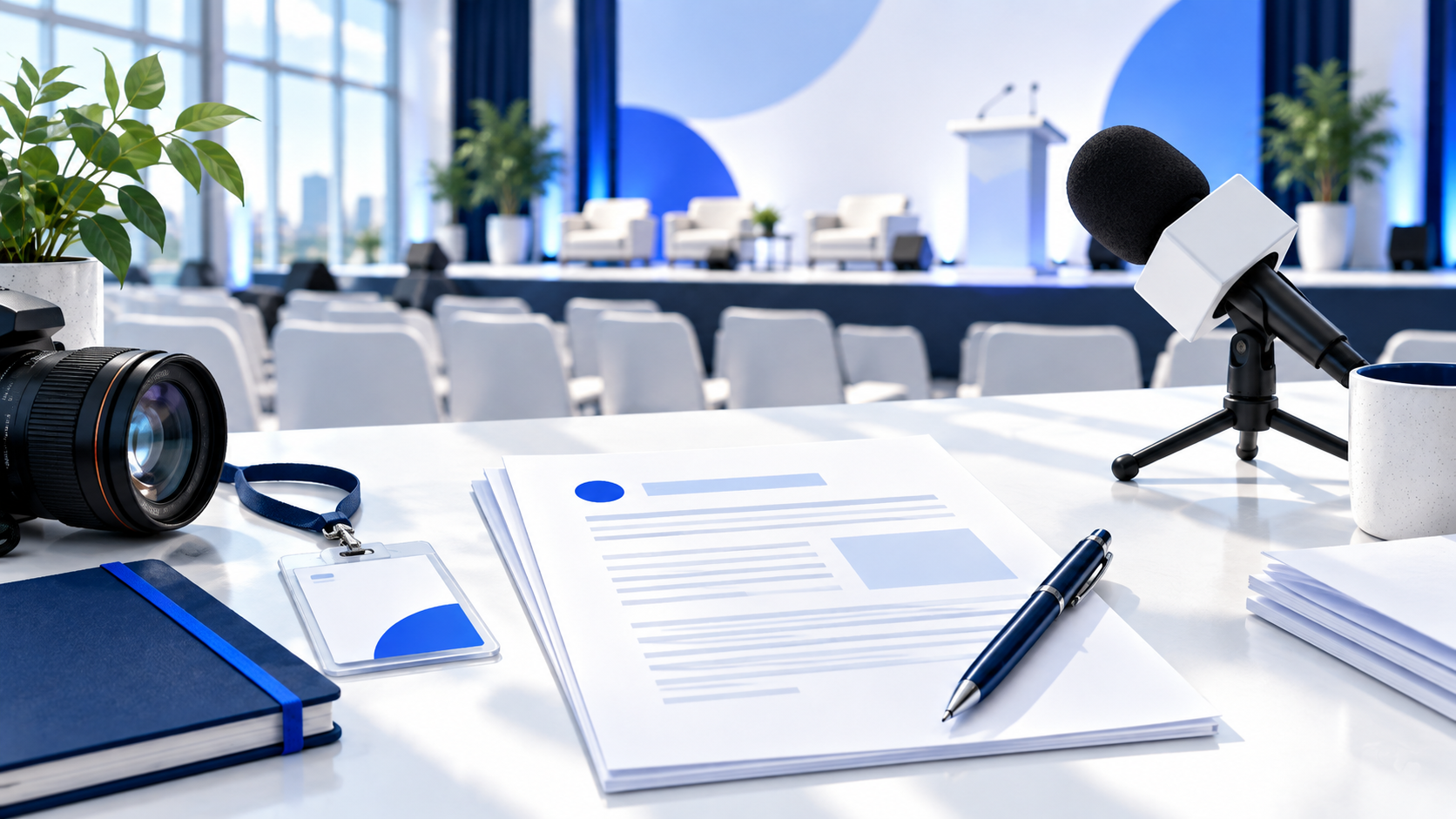 A press conference planning illustration