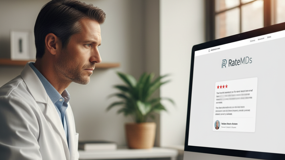 Doctor reviewing online reputation management needing advanced content & data removal services