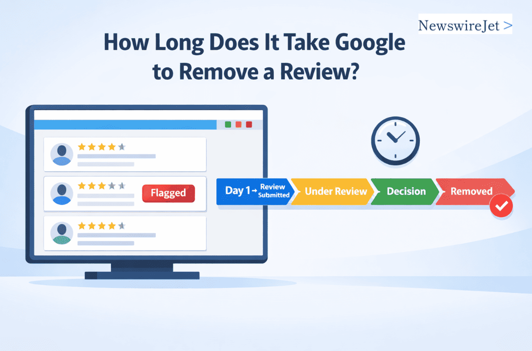Timeline depicting the different stages a Google review goes through before being removed, focusing on how long does it take Google to remove a review process.