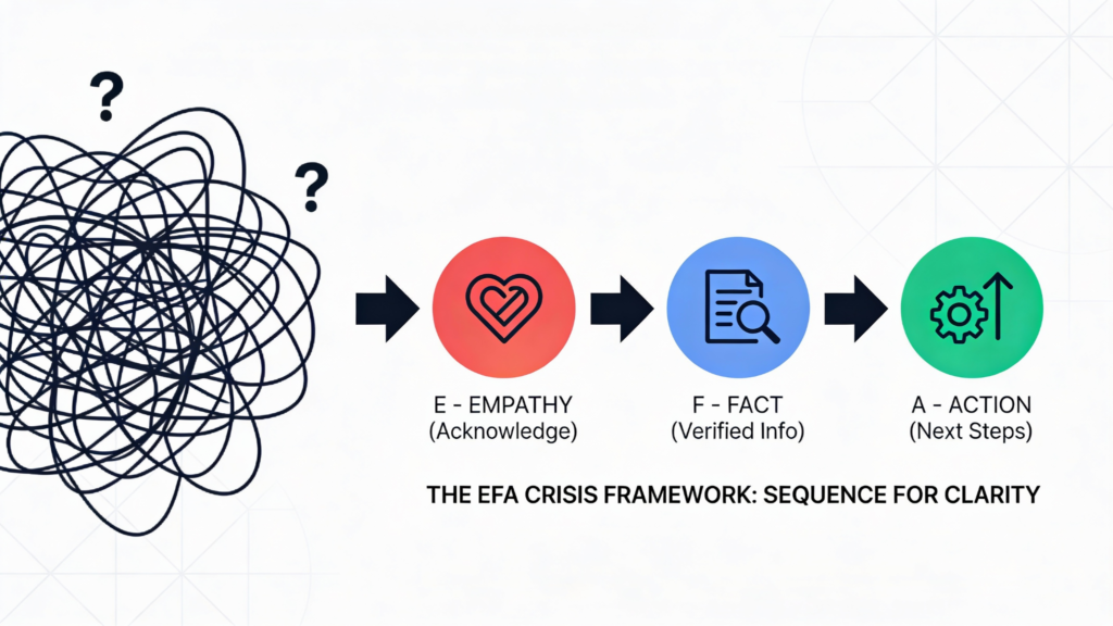 Crafting Crisis Statements & Releases using EFA framework: empathy, fact, action sequence for clarity