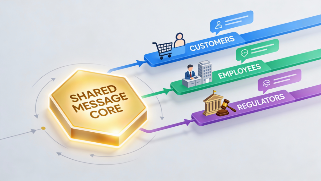 Crafting Crisis Statements & Releases: shared message core tailored for customers, employees, and regulators